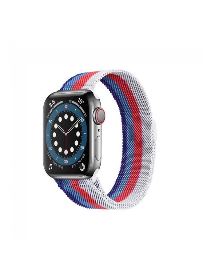 MARGOUN - Milanese Replacement Band For Apple Watch 38/40mm Blue/Red/White - Image 1
