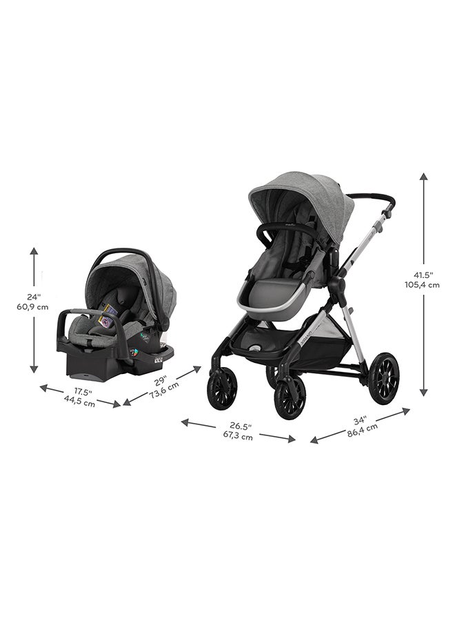 evenflo - Pivot Xpand  Modular Travel System With Safemax Infant Car Seat, Single-To-Double Convertible Baby Stroller 0M-25Kg, Percheron - Image 1