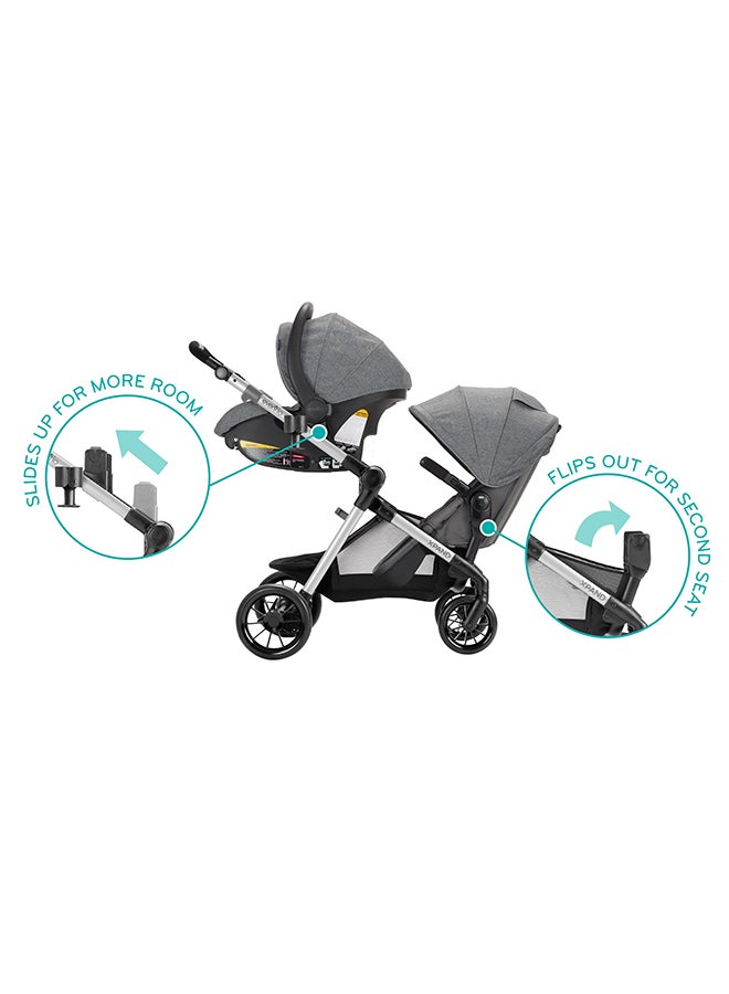 evenflo - Pivot Xpand  Modular Travel System With Safemax Infant Car Seat, Single-To-Double Convertible Baby Stroller 0M-25Kg, Percheron - Image 1