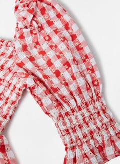 Bardot Junior Teen Gingham Shirred Dress Red  - Image 3