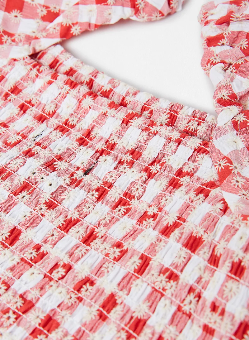 Bardot Junior Teen Gingham Shirred Dress Red