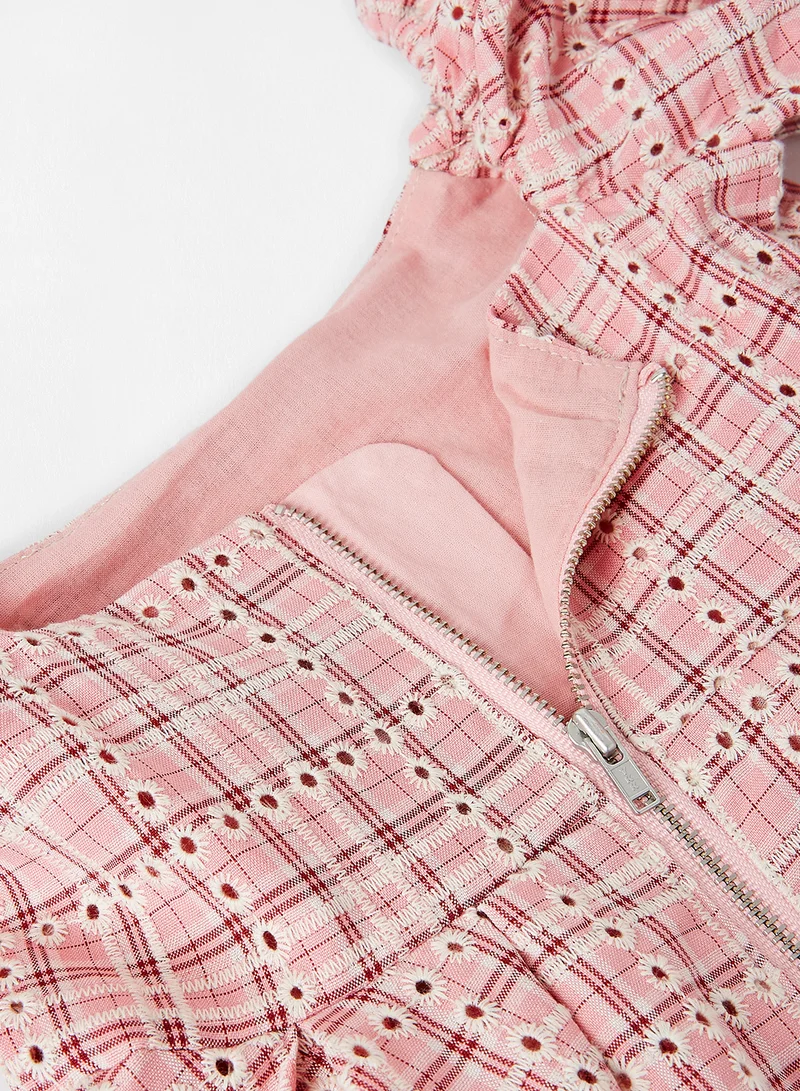 Bardot Junior Kids/Teen Check Pleated Dress Pink