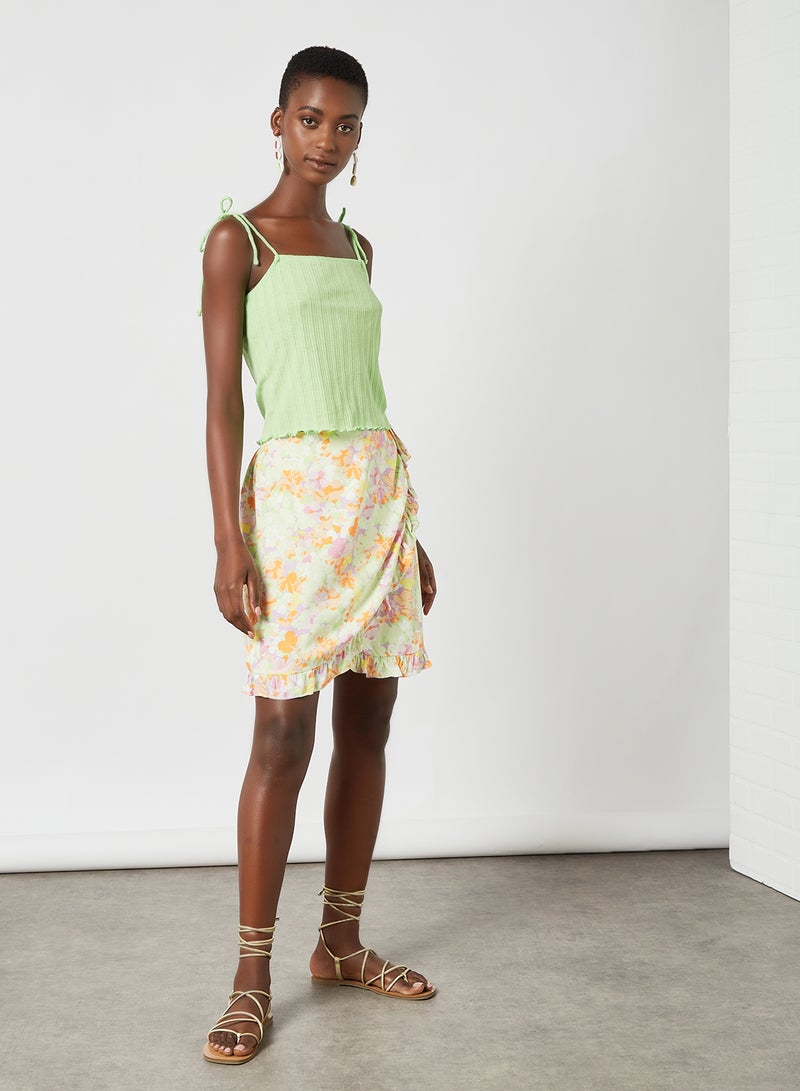PIECES - Floral Print Wrap Skirt Multicolour - Image 1