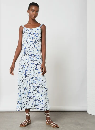 PIECES Printed Midi Dress Blue