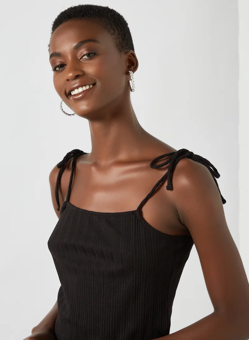 PIECES Tie-Up Strap Blouse Black