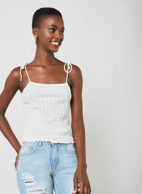 Tie-Up Strap Blouse White