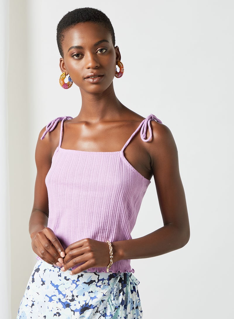 PIECES - Tie-Up Strap Blouse Purple - Image 1