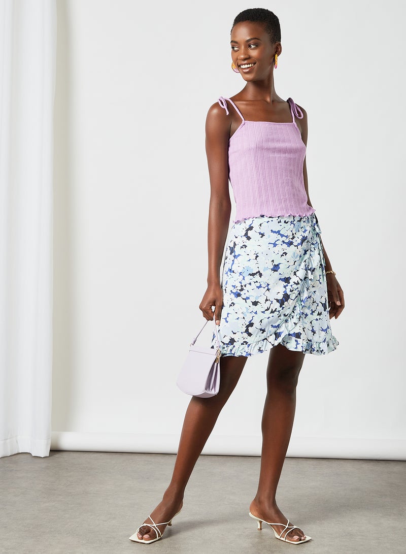 PIECES - Tie-Up Strap Blouse Purple - Image 1