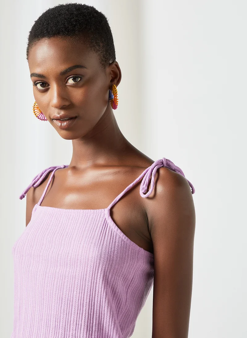 PIECES Tie-Up Strap Blouse Purple