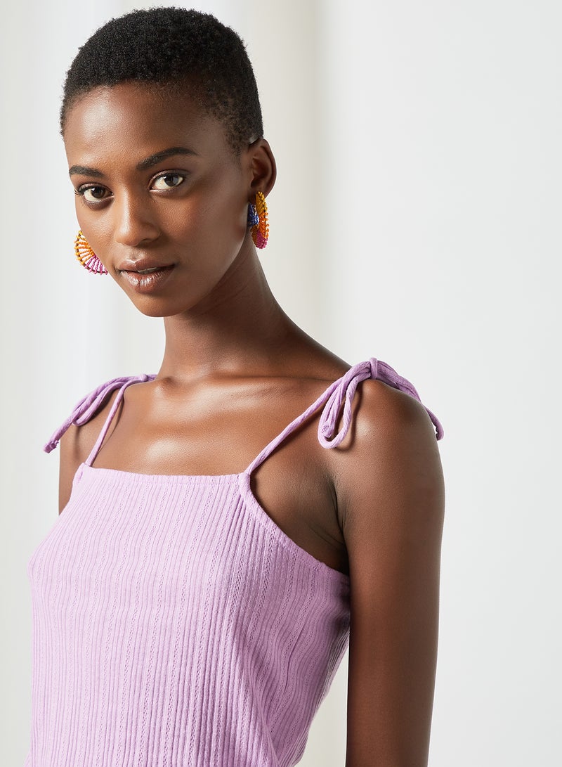 PIECES - Tie-Up Strap Blouse Purple - Image 1