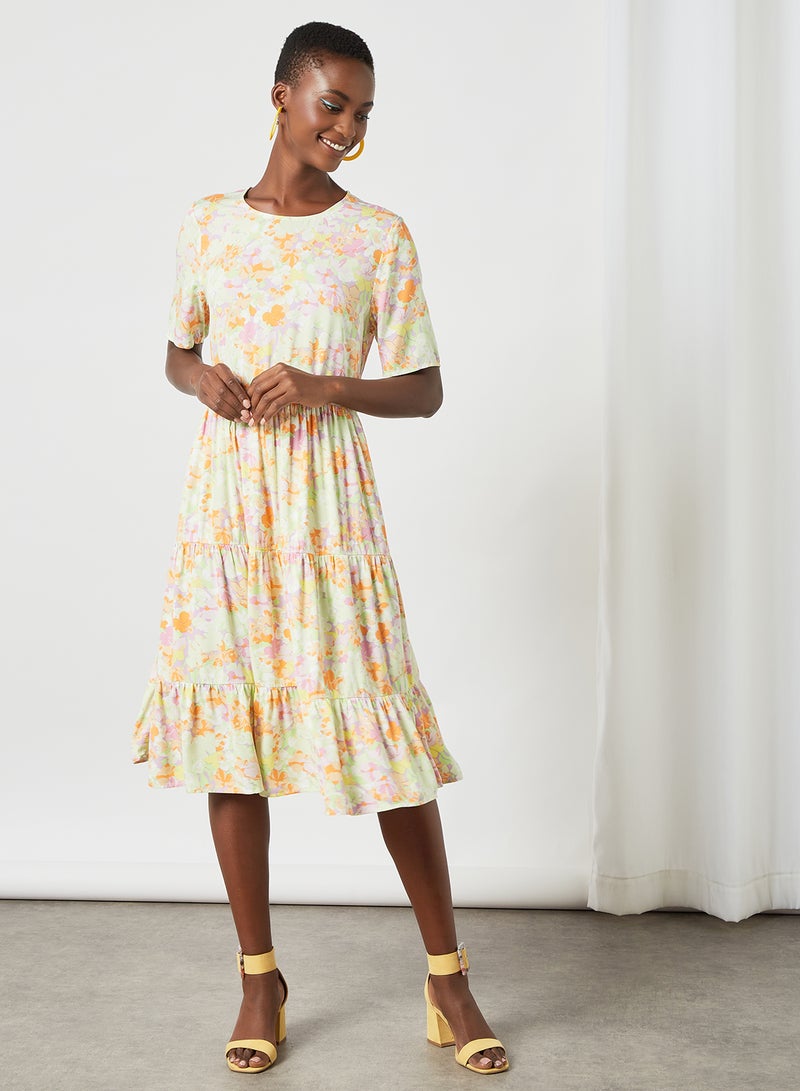 PIECES - Printed Midi Dress Multicolour - Image 1