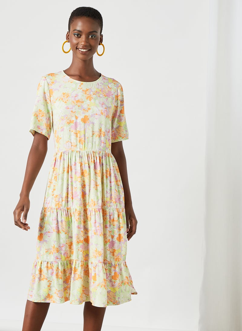 PIECES - Printed Midi Dress Multicolour - Image 1