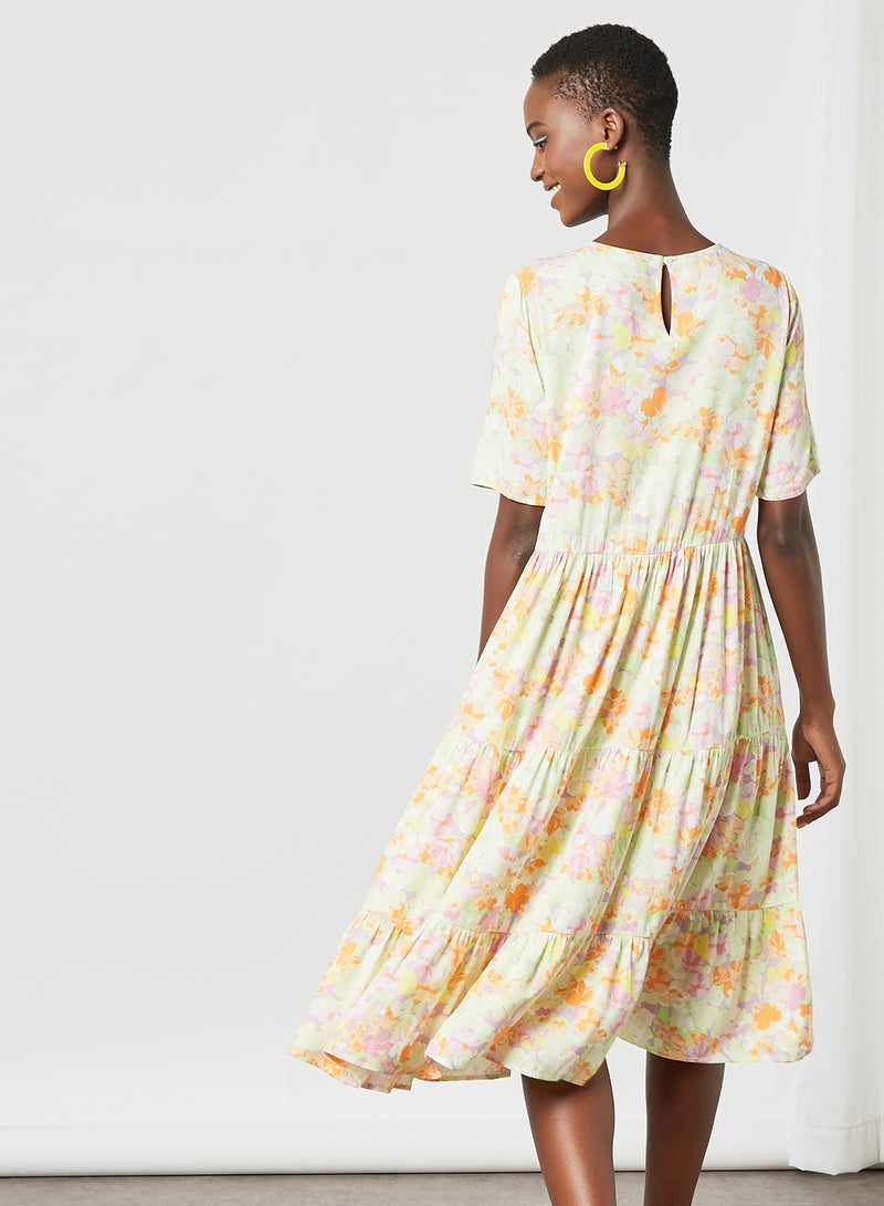PIECES - Printed Midi Dress Multicolour - Image 1