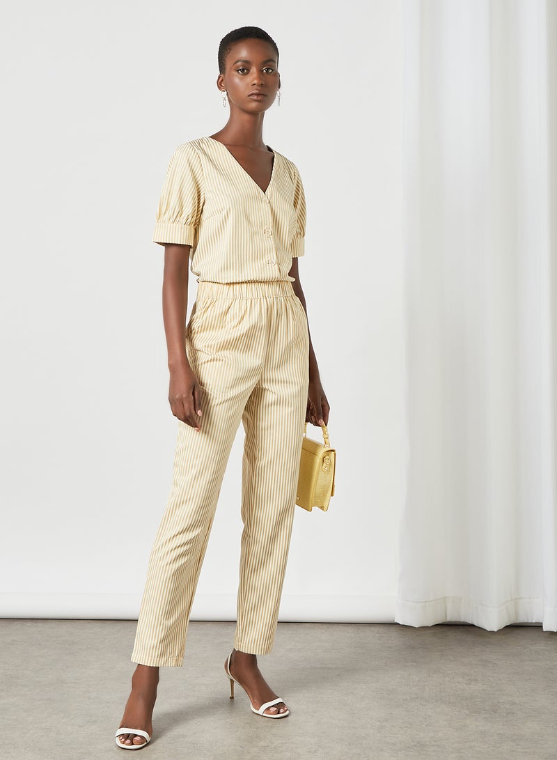 PIECES - Striped Pants Yellow - Image 1