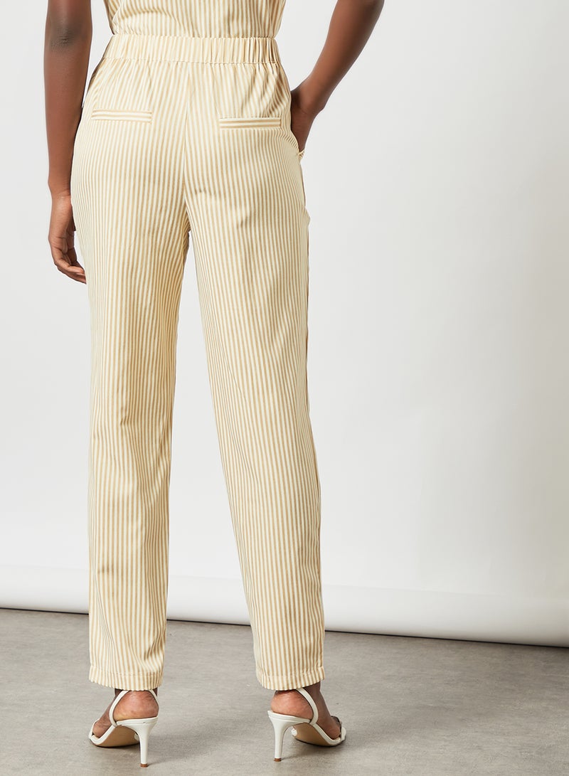 PIECES - Striped Pants Yellow - Image 1