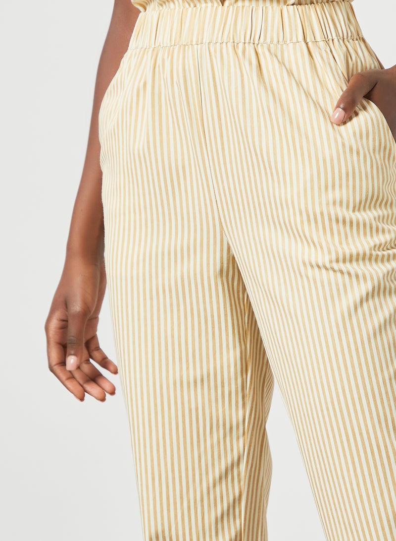 PIECES - Striped Pants Yellow - Image 1