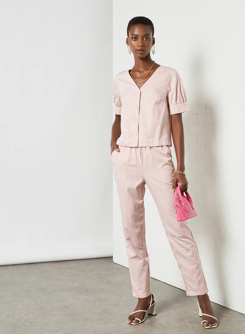 PIECES Striped Pants Pink