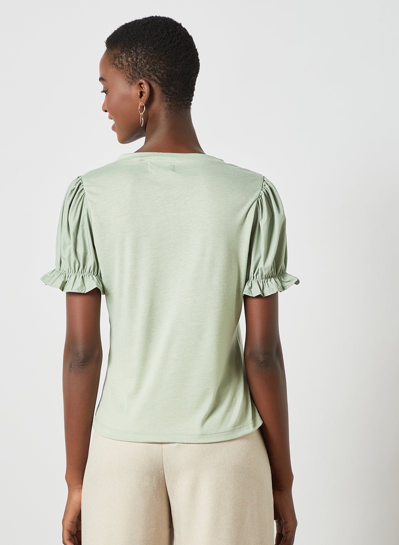 Puff Sleeve Blouse Green - v1625647010/N46048950V_4