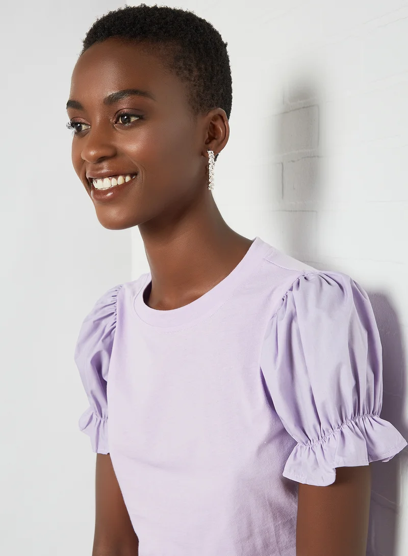 PIECES Puff Sleeve Blouse Purple