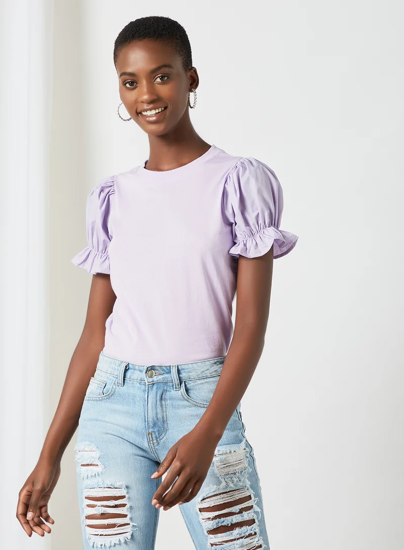 PIECES Puff Sleeve Blouse Purple