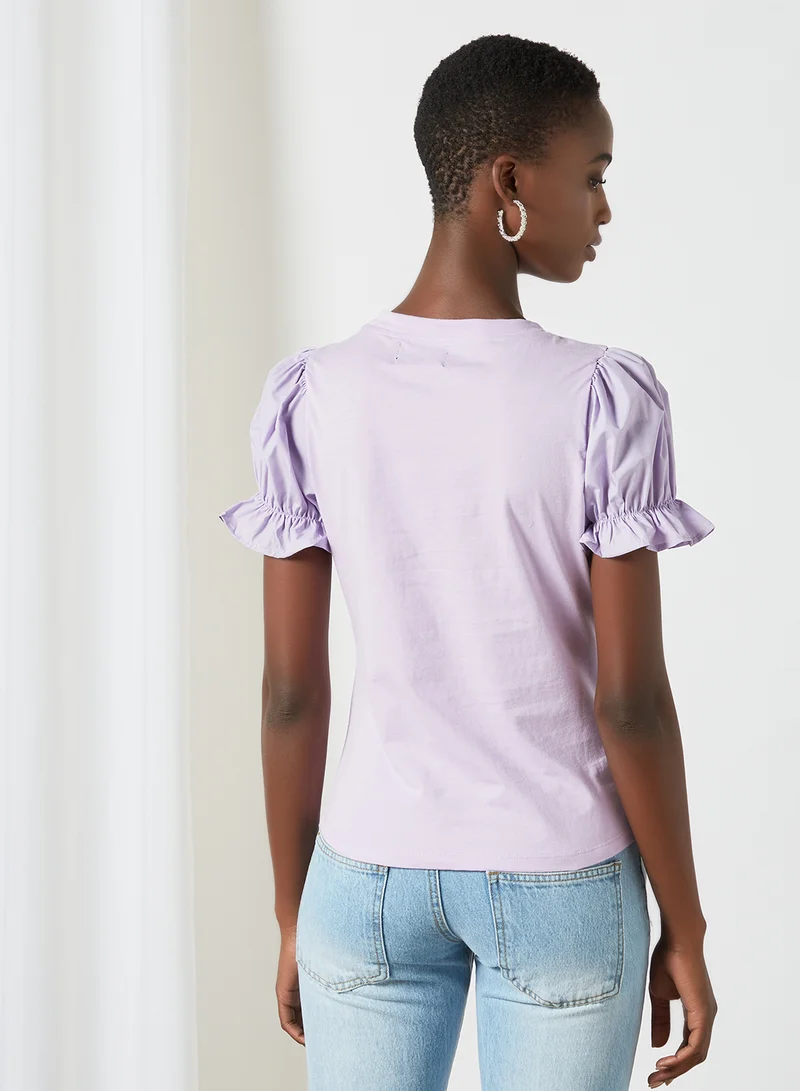 PIECES Puff Sleeve Blouse Purple