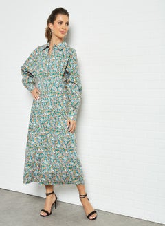 Y.A.S Floral Print Shirt Dress Green  - Image 1