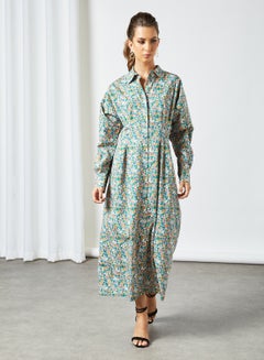 Y.A.S Floral Print Shirt Dress Green  - Image 4