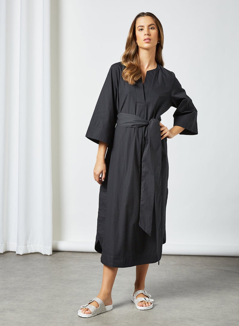 SELECTED FEMME Tie-Up Midi Dress Black - Image 1