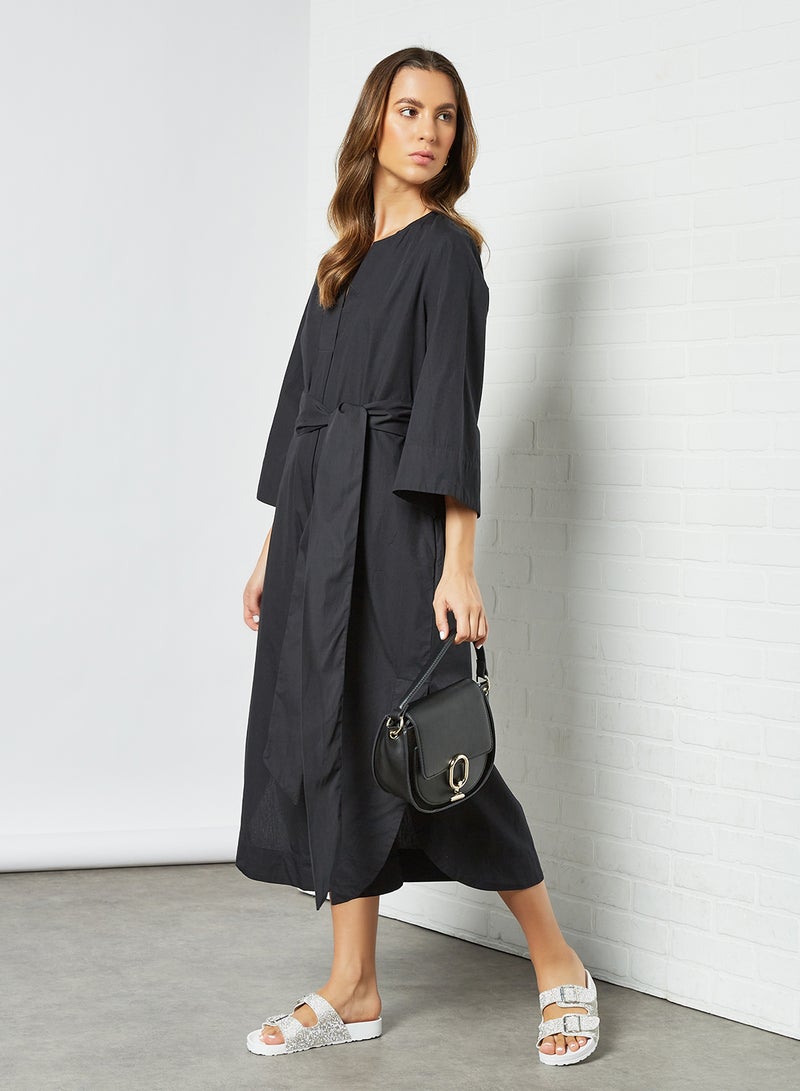 SELECTED FEMME Tie-Up Midi Dress Black - Image 3