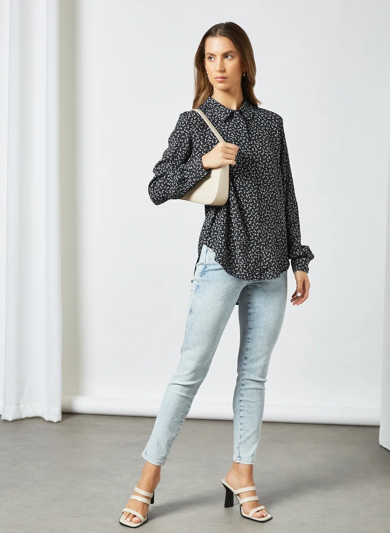 SELECTED FEMME Printed Long Sleeve Shirt Black
