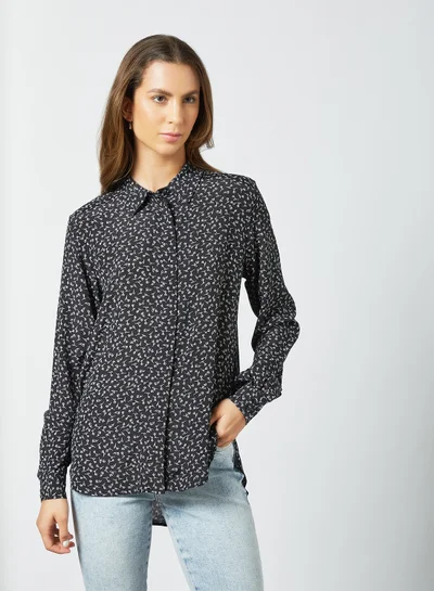 SELECTED FEMME Printed Long Sleeve Shirt Black