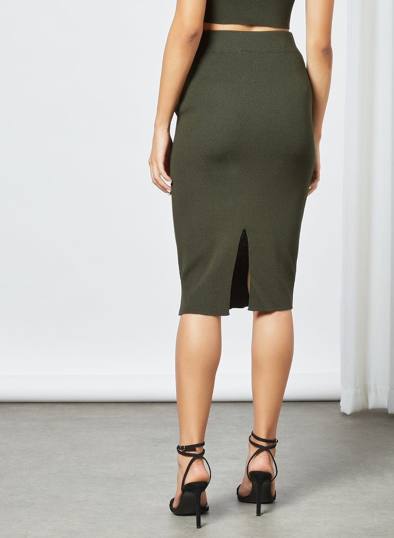 NOISY MAY - Knitted Midi Skirt Green - Image 1