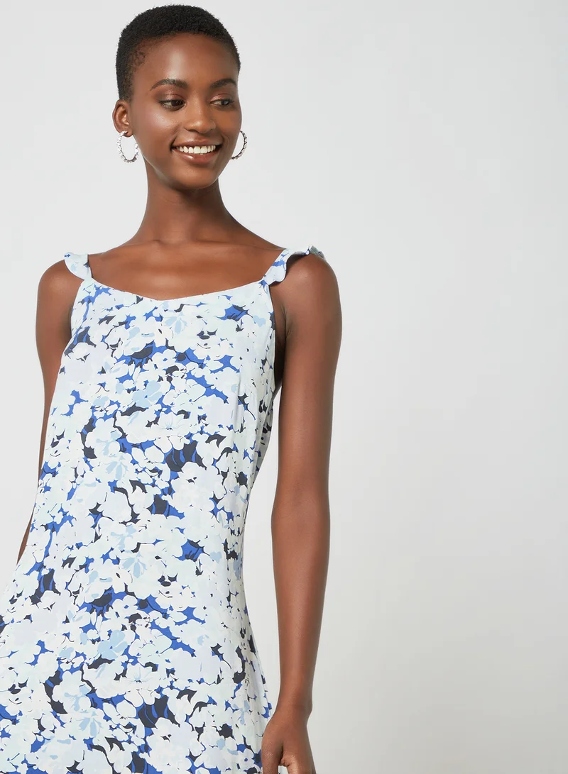 PIECES Printed Midi Dress Blue