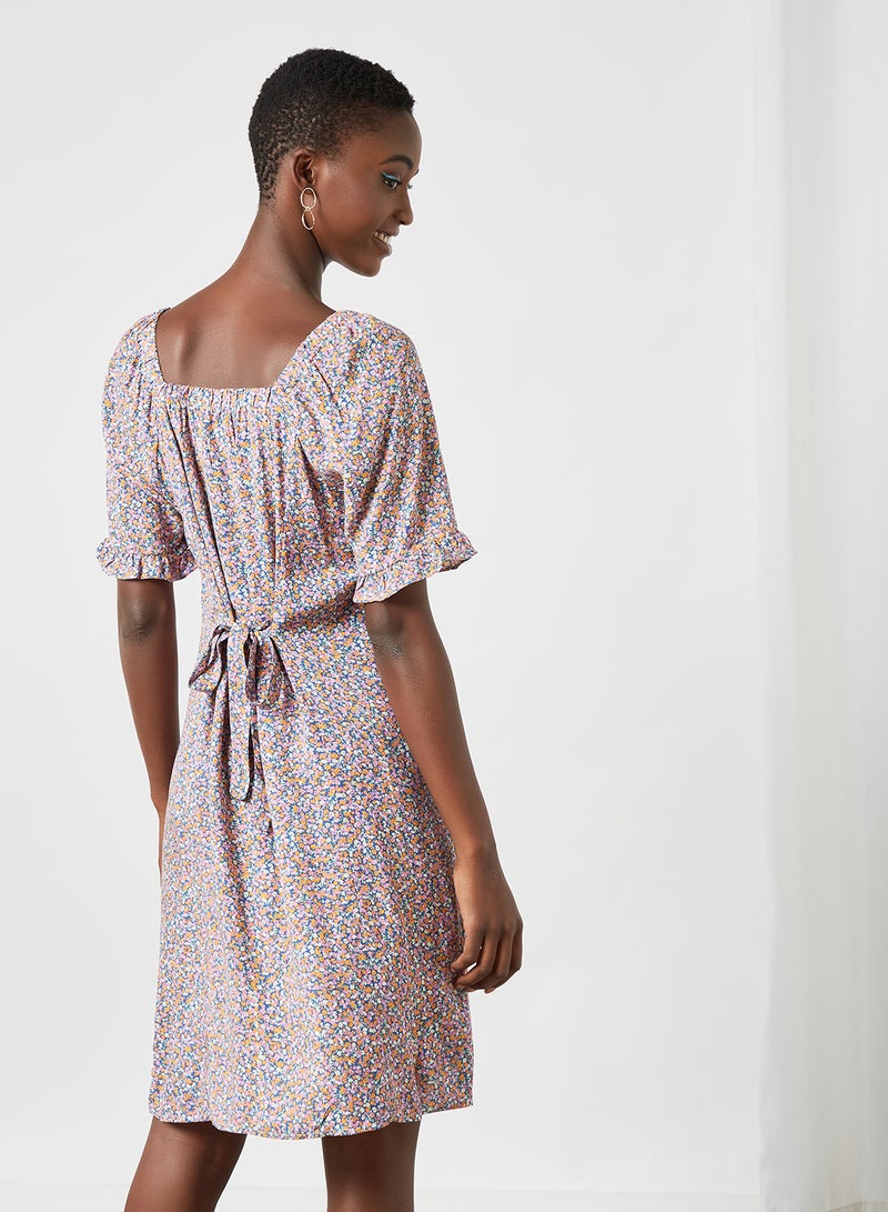 PIECES Printed Button Down Dress Purple - Image 2
