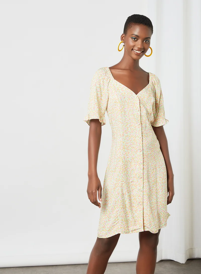 PIECES Printed Button Down Dress