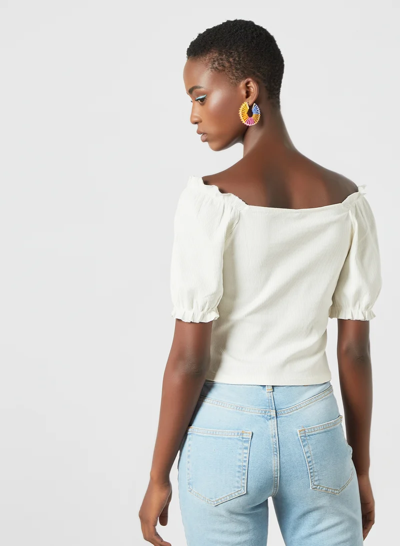 PIECES Ruched Blouse White