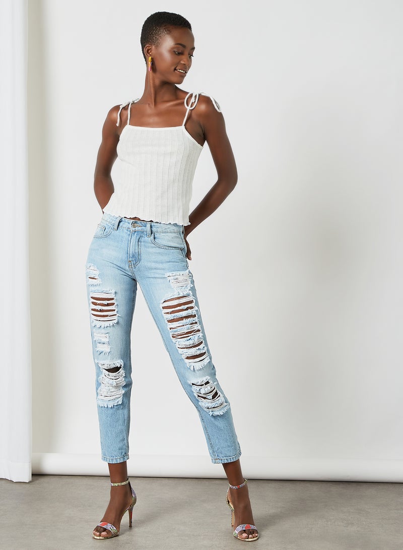 PIECES - Tie-Up Strap Blouse White - Image 1