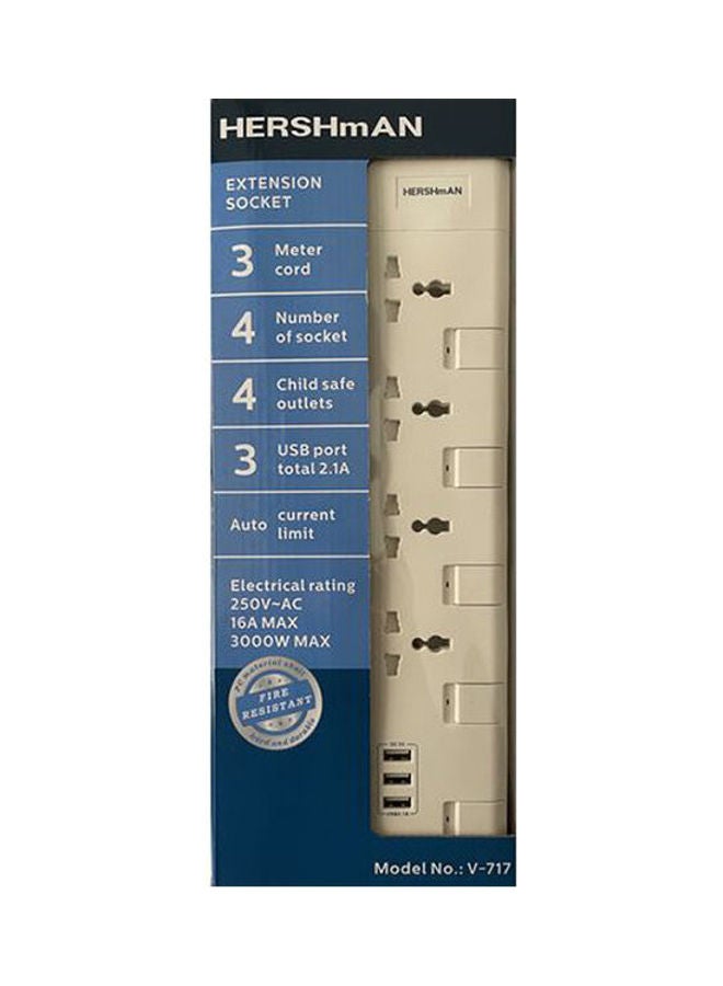 Power Strip - 4 Sockets 3 USB White - v1625663270/N48940307A_1