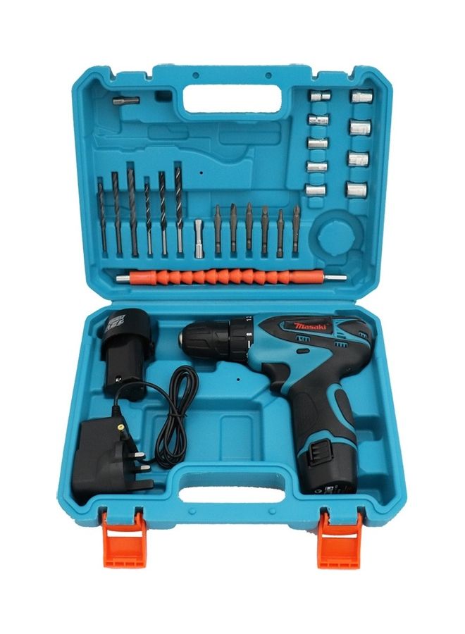 Masaki 12V Hand Drill with Two Batteries Kit Black/Blue - Image 2