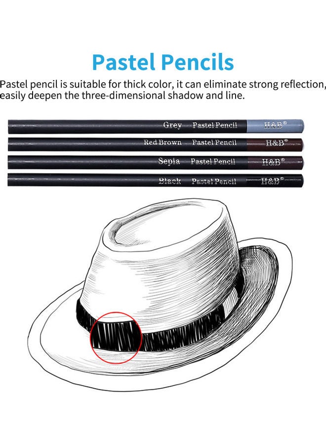 H&B - 42-Piece Professional Sketch Pencils Set Multicolour - Image 1