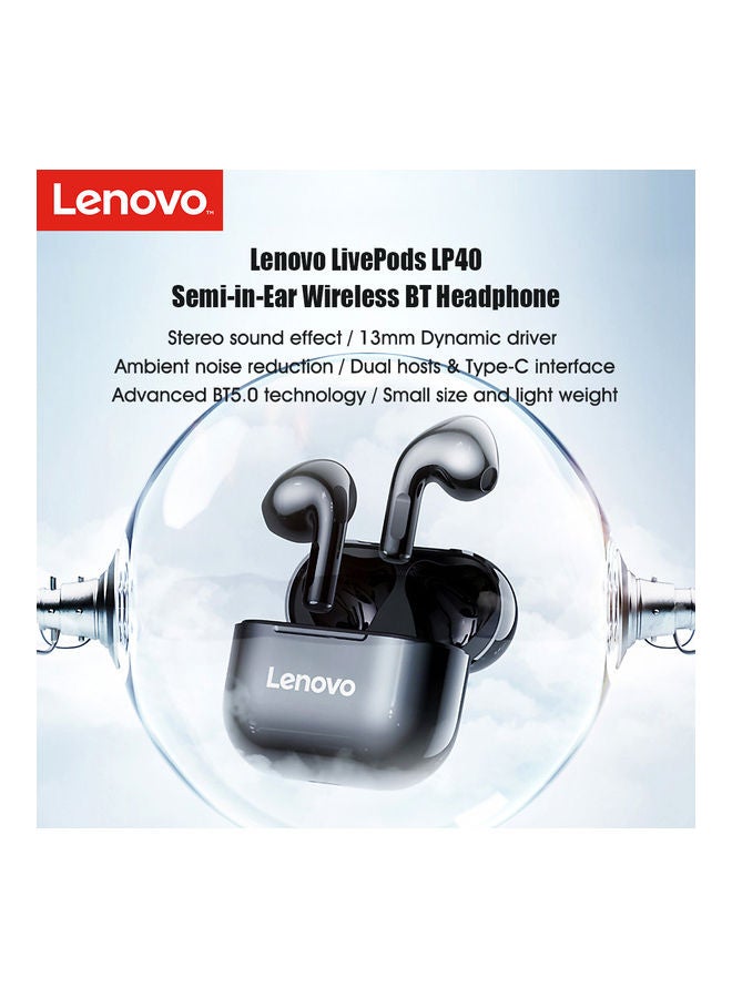 Lenovo Semi-In-Ear BT 5.0 True Wireless Headphones Black - Image 3