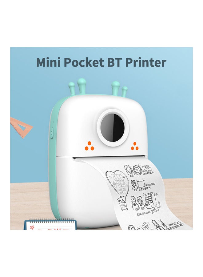 طابعة حرارية لاسلكية صغيرة محمولة تعمل بتقنية البلوتوث أبيض/ أزرق - Image 3