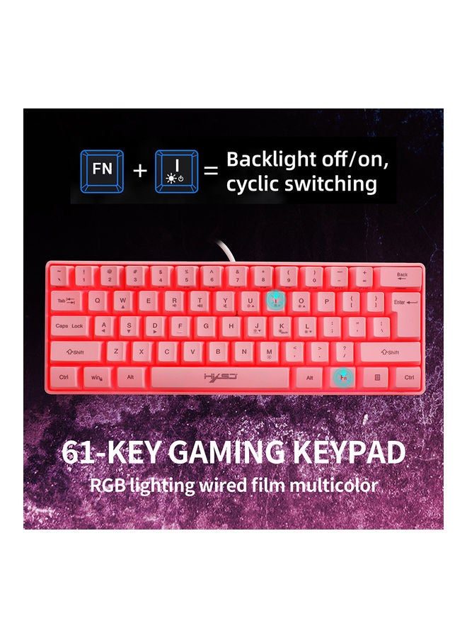 إتش إكس إس جيه لوحة مفاتيح ألعاب RGB سلكية وردي - Image 5