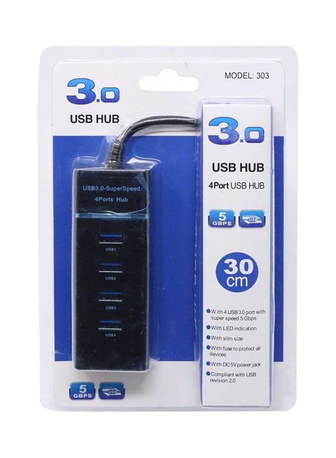 موزع 3.0 فائق السرعة مزود بمنفذ USB و4 منافذ أسود  - Image 1