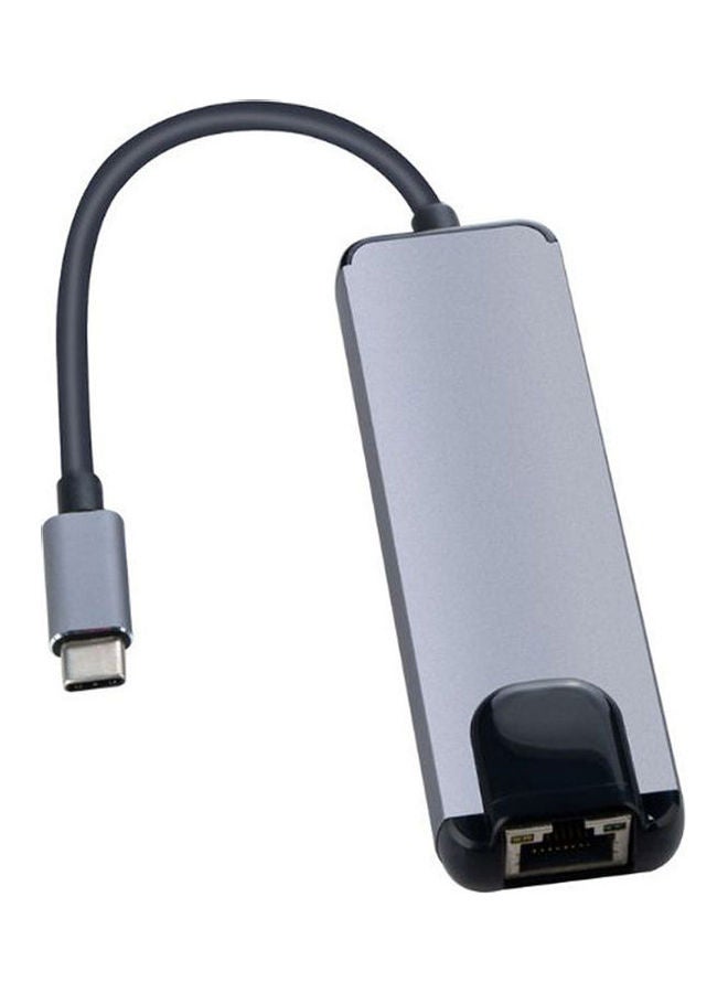 5 In 1 Usb Type C Hub Hdmi Usb C Hub To Gigabit Ethernet Rj45 Lan Adapter For Macbook Pro Thunderbolt 3 Usb-C Charger Port Grey - Image 3