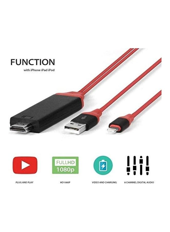 ICS HDMI AV TV Cable for Apple iPhone Red/Black - Image 2