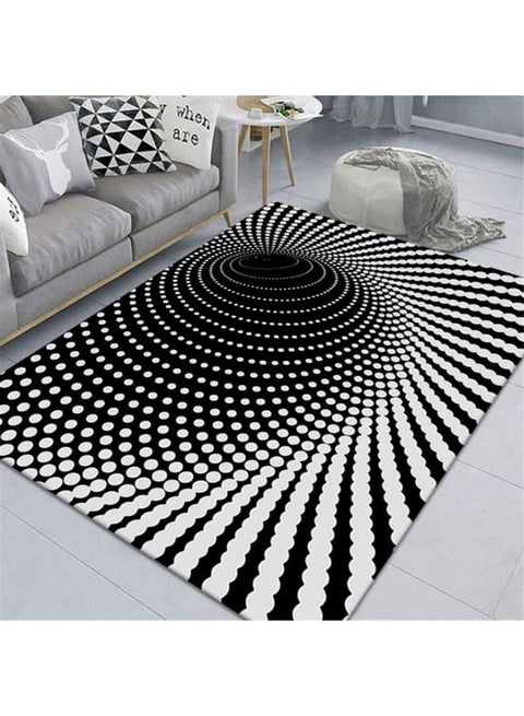 Square 3D Geometry Visual Trap Carpet White/Black