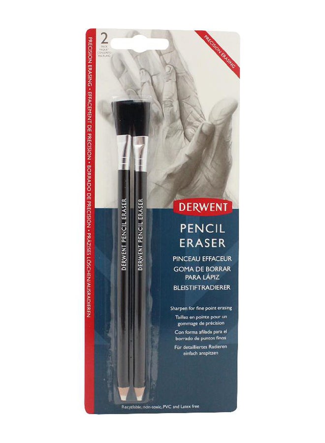 Derwent 2-Piece Pencil Eraser With Brush Black - Image 1