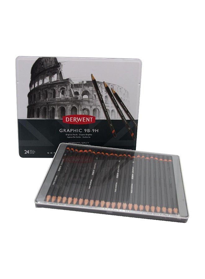 Derwent 24-Piece 9B 9H Graphic Sketch Pencil Set Black - Image 1