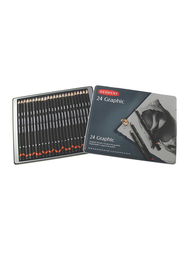 Derwent 24-Piece 9B 9H Graphic Sketch Pencil Set Black - Image 2